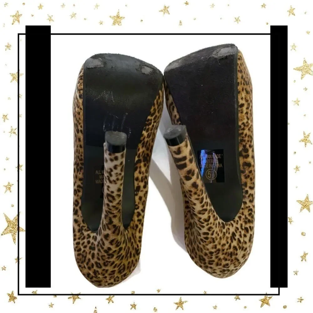 Delicious Women's Platform Cheetah Heels 5.5
